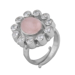 Adjustable band Indian ethnic design pink rose quartz gemstone ring